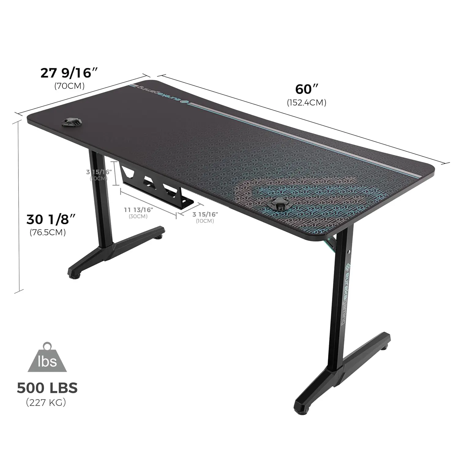 Gaming Desk 60 Inch Computer Desk with Full Mouse Pad, Customized