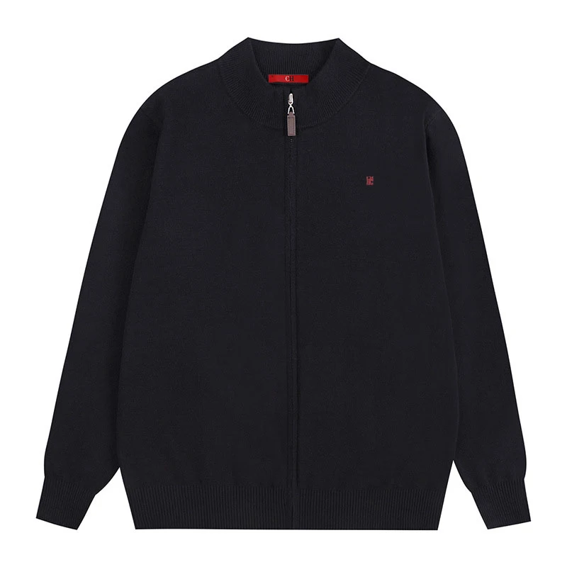 CH Herren Strickjacke mit Reißverschluss Stehkragen Langarm Casual Pullover Jacke Herbst Winter Oberbekleidung – Detail 3