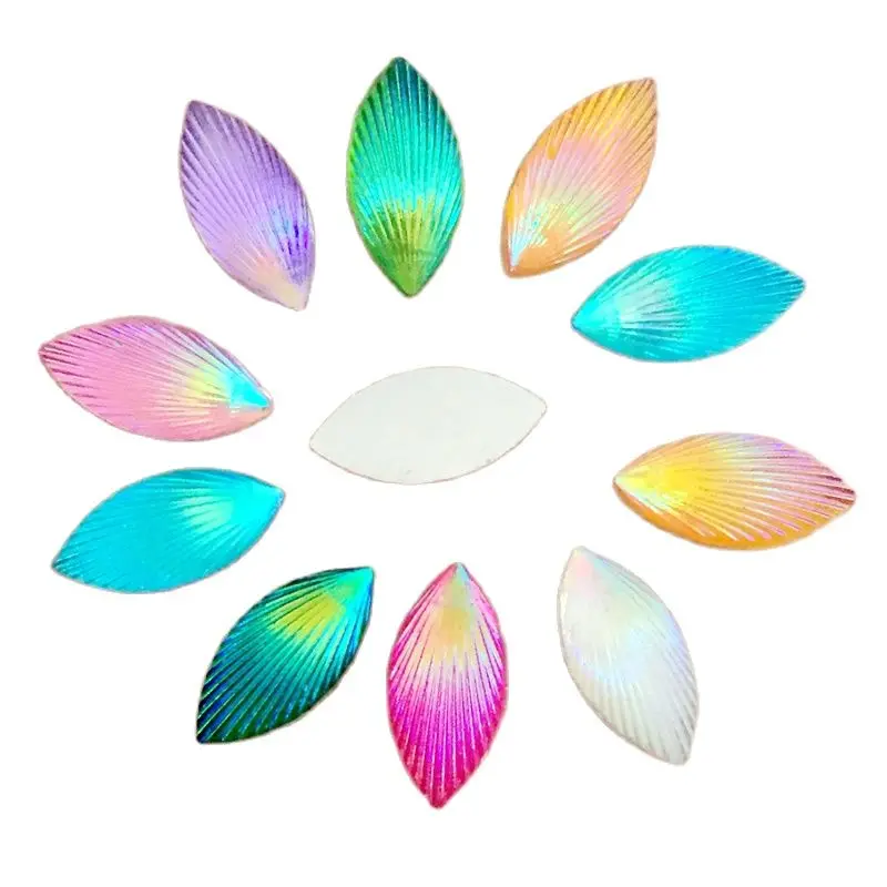 New 80 piece mixed color shell pattern, horse eye shaped rhinestone clipboard phone flat back party DIY jewelry decoration