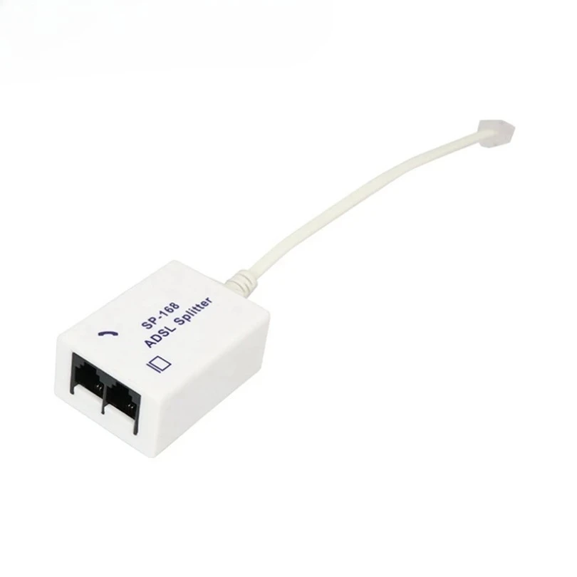 2Pcs RJ11 DSL ADSL Filter Splitter Male To 2 Female 6P4C 6P2C Telephone Modem Phone Line Converter Adapter