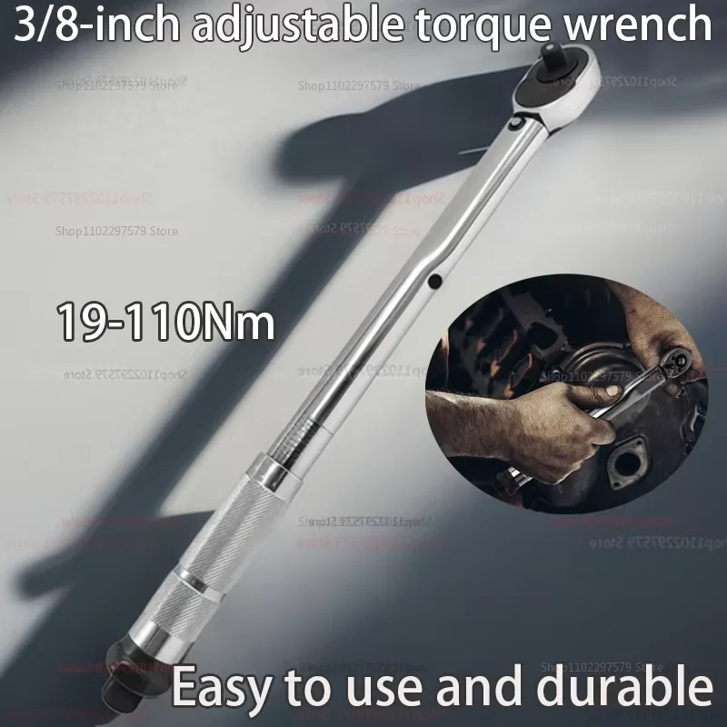 

3/8 -Inch Drive Click Torque Wrench 19-110N.m Square Drive Ratchet Wrench Repair Spanner Key Hand Tools With Box
