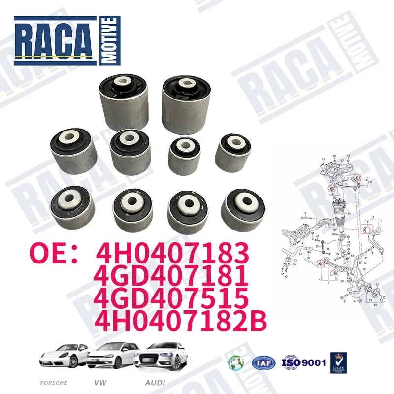

For Audi S8 A8 D4 2010-2017 Quattro 3.0 4.2 6.3 10PCS Front Control Arm Bushing Kit 4H0407183 4GD407181 4GD407515 4H0407182B