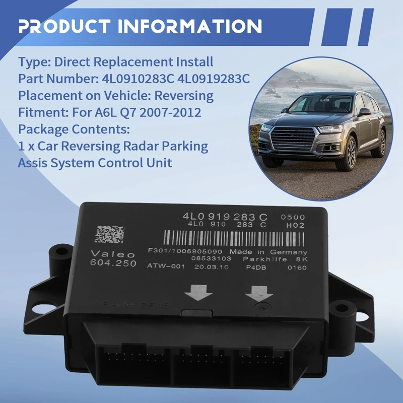 Car Reversing Radar Parking Assis System Control Unit 4L0910283C 4L0919283C For  Q7 2007-2012 Electric Eye Module