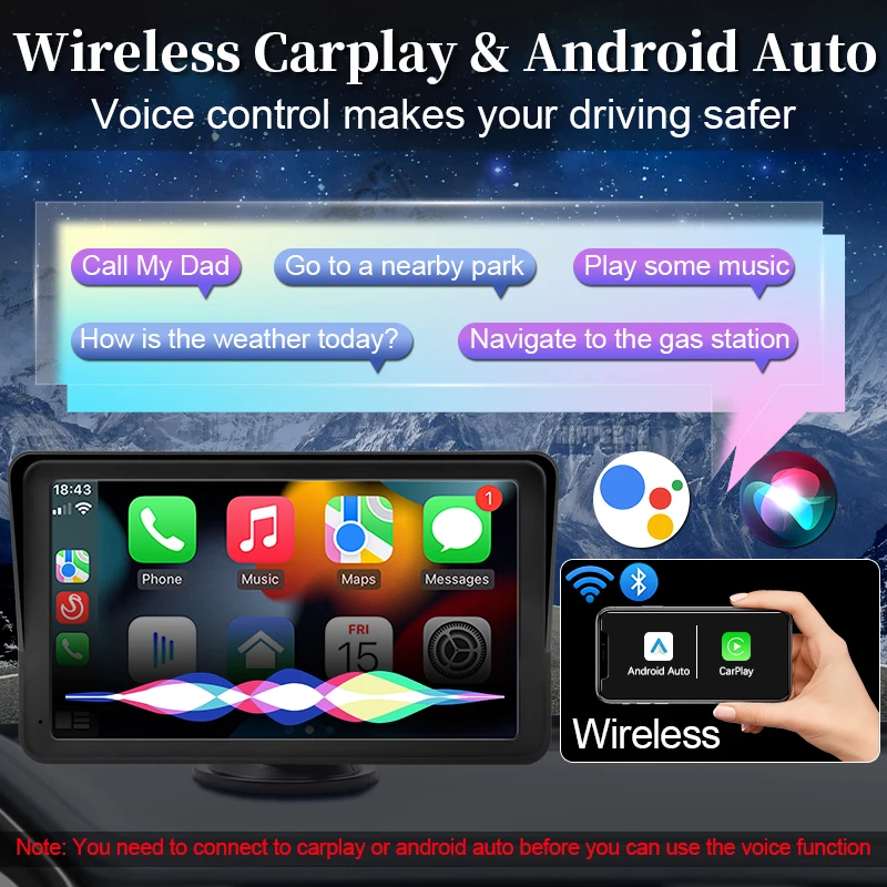 7inch Car Radio Multimedia Video Player Wireless CarPlay Android Auto Touch Screen Mirror Link BT AUX For Rear View Camera ﻿