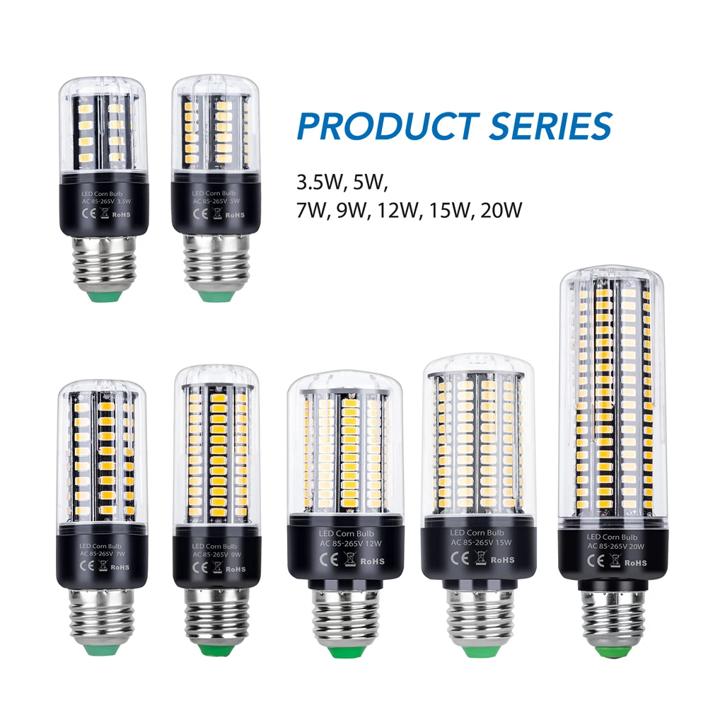 20W LED Bulb E27/E26 Corn Lamp E14 Ceiling Lights B22 220V Chandeliers Bulbs Home No Flicker 110V Lighting 3.5W 5W 7W 9W 12W 15W