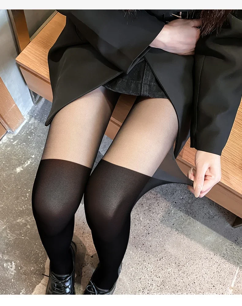 Spring Summer Stockings Woman Ultra Thin Lolita Splicing Pantyhose Black Sexy Leggings Girls Cute JK Tights Cosplay Anime Medias