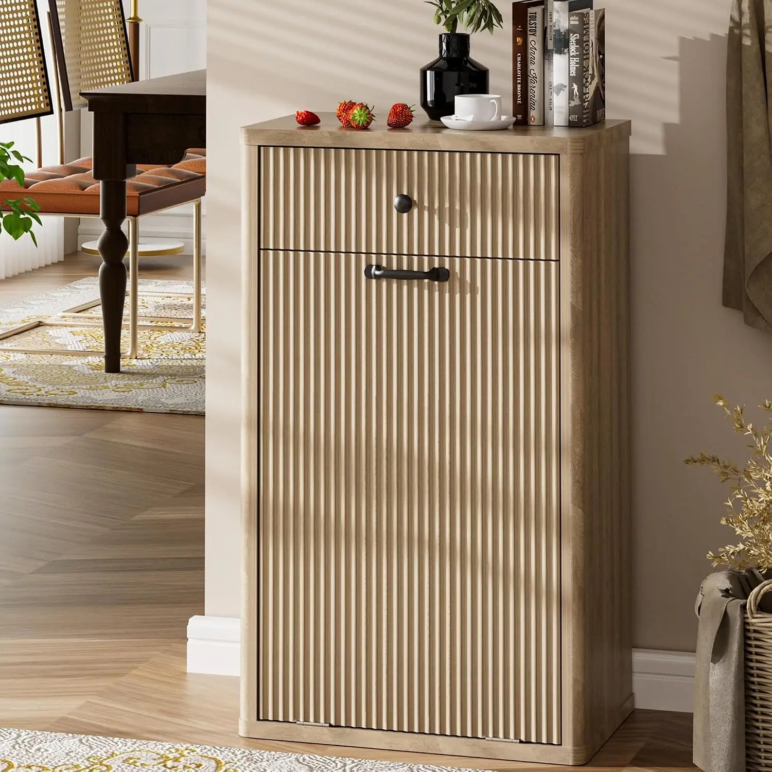 Tilt Out Trash Cabinet 13 Gallon Hidden Bin with Drawer & Handle for Kitchen Storage Pet Proof, Customized