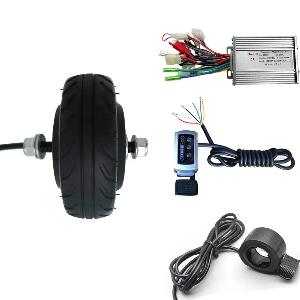 Electric Scooter Hub Motor Wheel Conversion Kits 5inch Dual Shaft High Speed 24V/36V 250W Wheel in Motor Controller Throttle Kit