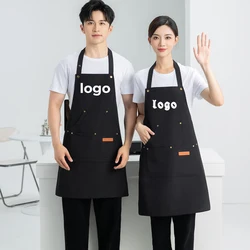Apron Custom Logo Restaurant Staff Hospitality Mandil Personalized Design Cafe Bar Bubble Tea Shop Skirt Nail Hair Beauty Bibs