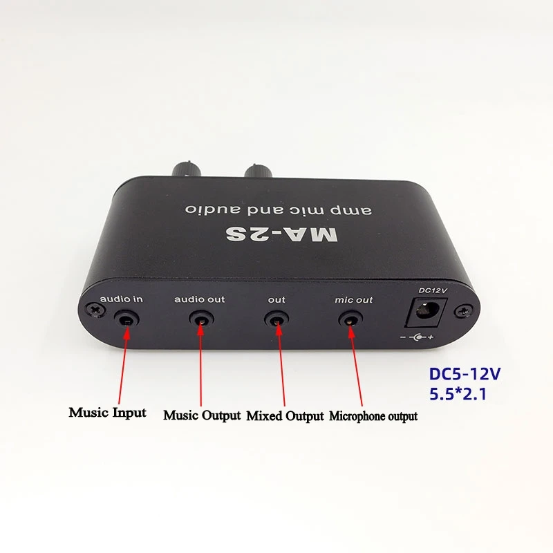 6.5mm Dynamic Microphone 3.5mm Condenser Microphone Amplifier Headphone Amplifier Music Audio Preamplifier Mixing Board MA-2S