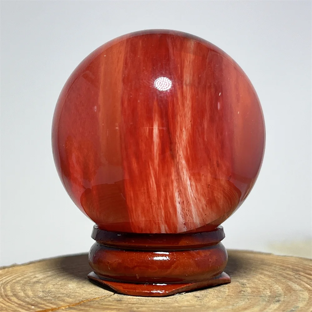Red Sphere Ball Molten Stone Quartz Crystal Natural Reiki Healing Spiritual Minerali Gift Home Decoration Energy+Stand