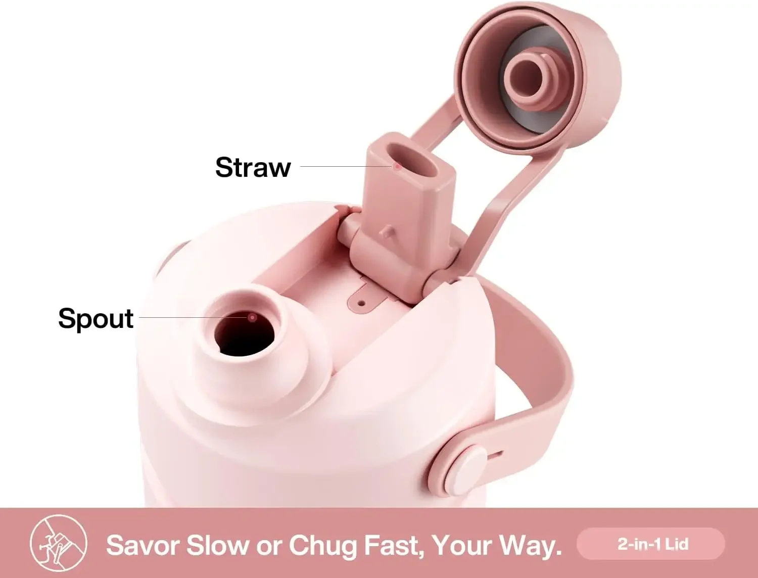 26온스 보온 물병, 2 in 1 빨대 뚜껑, 누수 방지, 24시간 냉수 유지, 차량 컵홀더 호환, 스포츠, 여행, 학교용