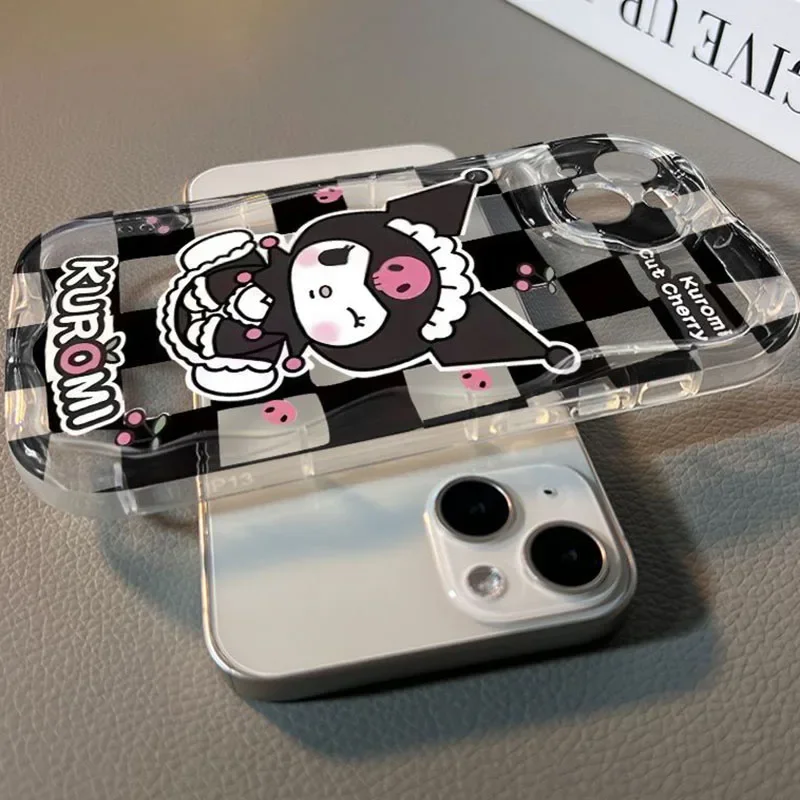 Sanrio Kuromi 14Pro IPhone15 Case Cute 12 13 Cartoon Xsmax Anti Slip Xr Airbags 11 8 Glitter Paper Soft Shell Girl Birthday Gift