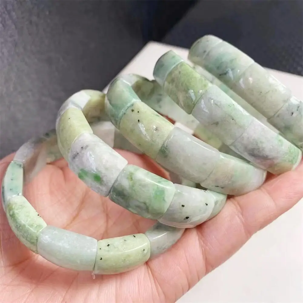 14MM Natural Jadeite Jade Bangle Handmade Reiki Crystal Fortune Energy Mineral Woman Amulet Jewelry Gift