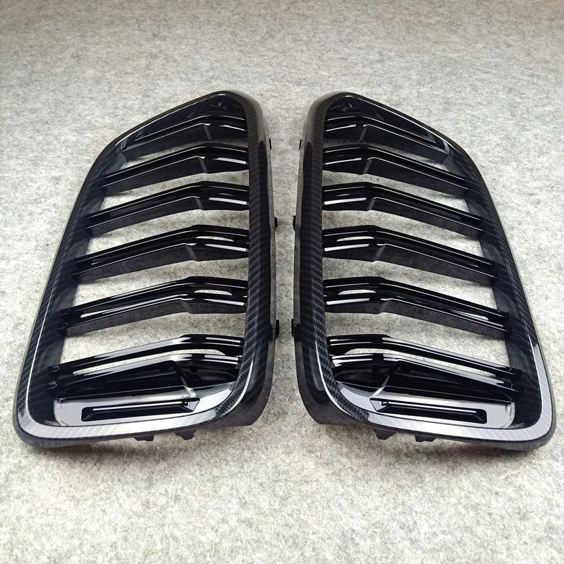 Car Carbon Pattern Mesh Grille for BMW 6 Series GT G32 2021+ Double Slat Line Replacement Front Bumper Kidney Grill Grilles