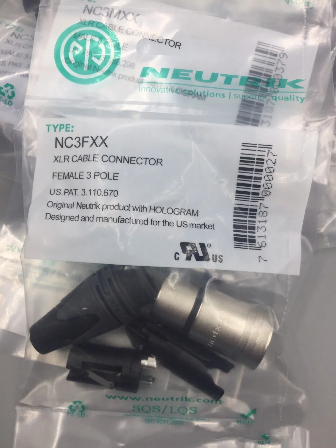 Neutrikオスおよびメスxlrコネクタ、nc3mxx、nc3fxx、3ピン、10個、ロットあたり20個