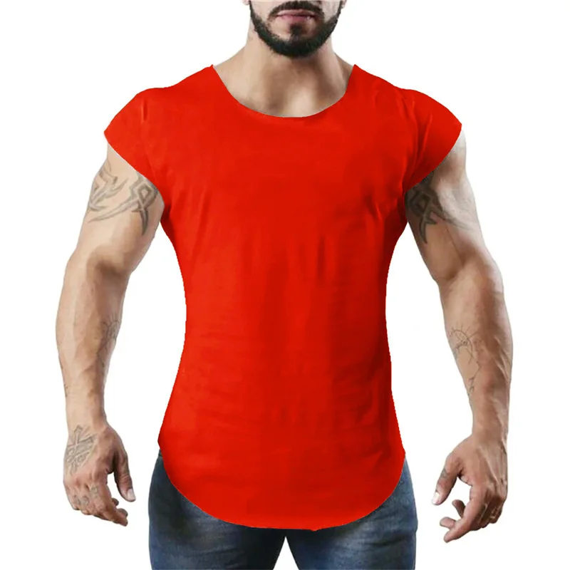 Plain Fitness Clothing Mens Casual Hip Hop Cotton Vests Slim Fit Sleeveless Breathable Shirts Gym Bodybuilding Muscle Singlets