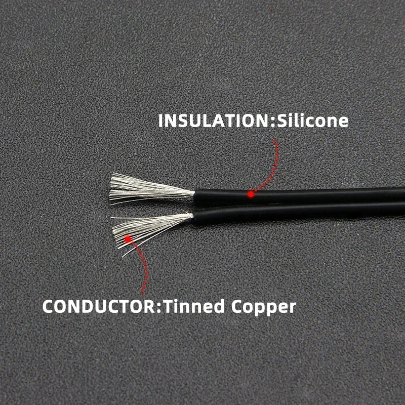 2/5/10M Fexible Copper Cable 30 28 26 24 22 20AWG Multi-core 2P 4P 6P 8P 14P High Temperature Resistant Silicone Parallel Wire