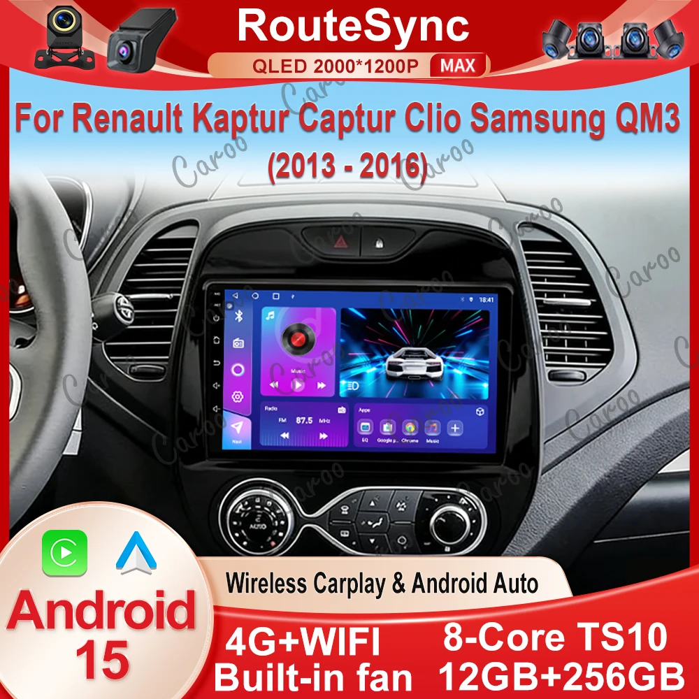 Android 15 Car Radio For Renault Kaptur Captur Clio Samsung QM3 2013 2014 2015 2016 Wireless Carplay multimedia Android Auto 4G