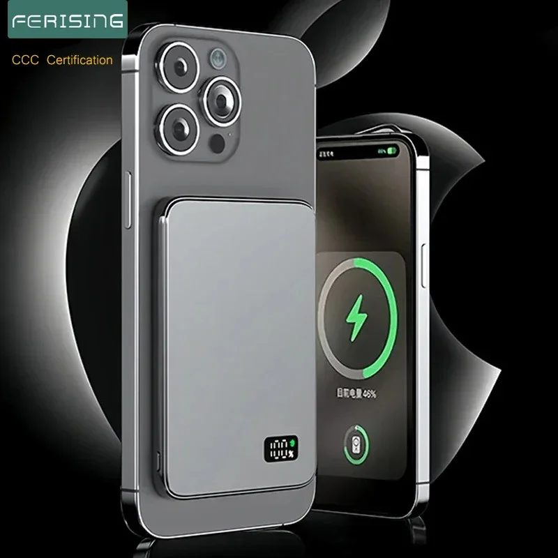 CCC certification Thin Power Bank Ultra for MagSafe Magnetic Wireless Fast Charging Portable Battery Display for watch Airpods