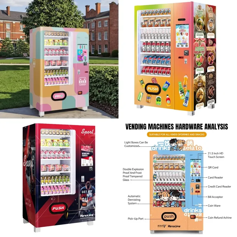 For Factory OEM ODM Automatic Soft Drinks Snack Vending Machine 21.5 Inch Touch Screen Multiple Payment Options SDK 240 720