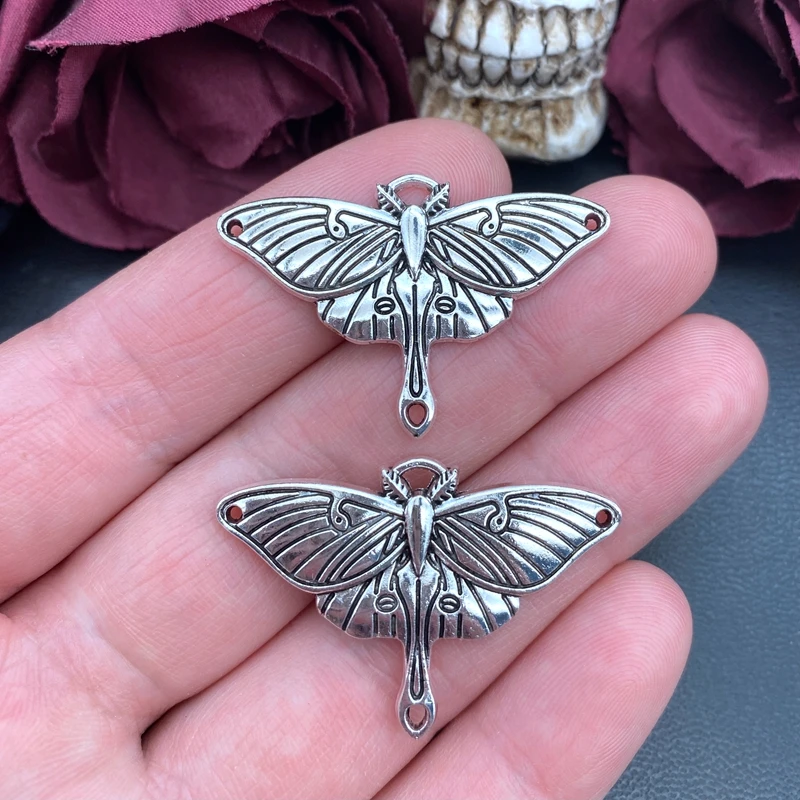 4Pcs 27*40mm Antique Silver Color Death Moth Charms Pendant Designer Charms Fit Jewelry Making DIY Jewelry Findings