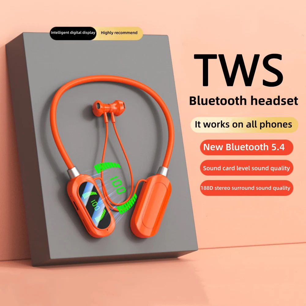 YG07 auriculares inalámbricos Bluetooth 5,3 auriculares con banda para el cuello batería de larga duración Hifi impermeables deportes auriculares inalámbricos verdaderos