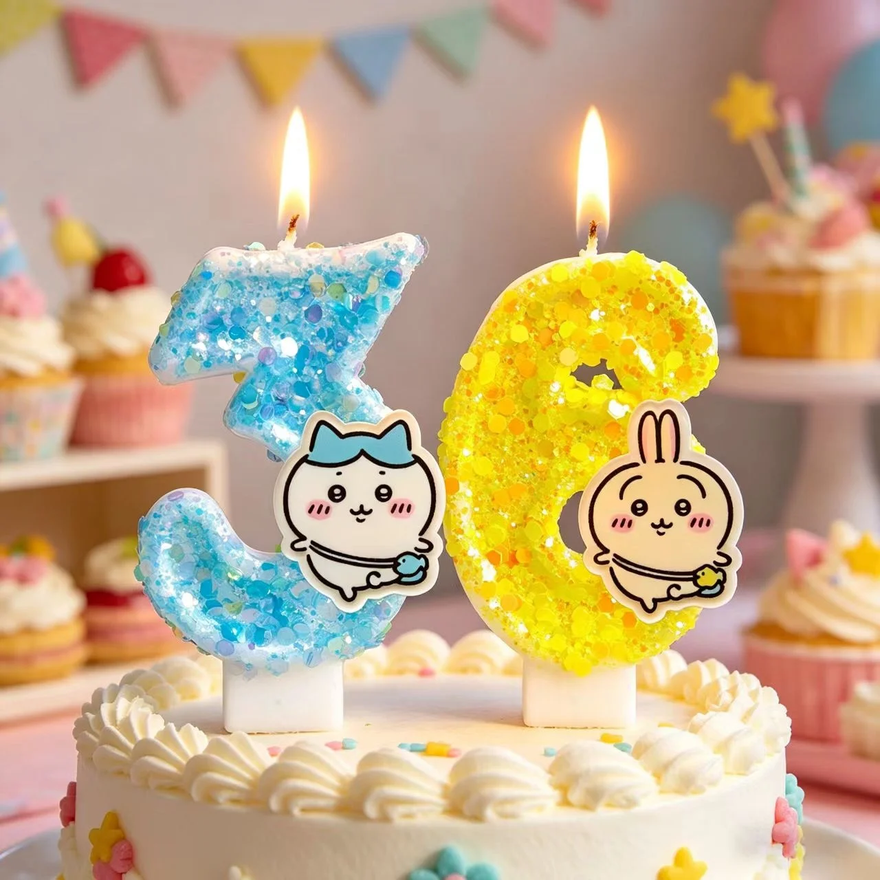 Chiikawa Hachiware Usagi Birthday Candles Cute Cartoon Cake Topper Decoration Kids Birthday Party Supplie Baby Shower Cake Decor