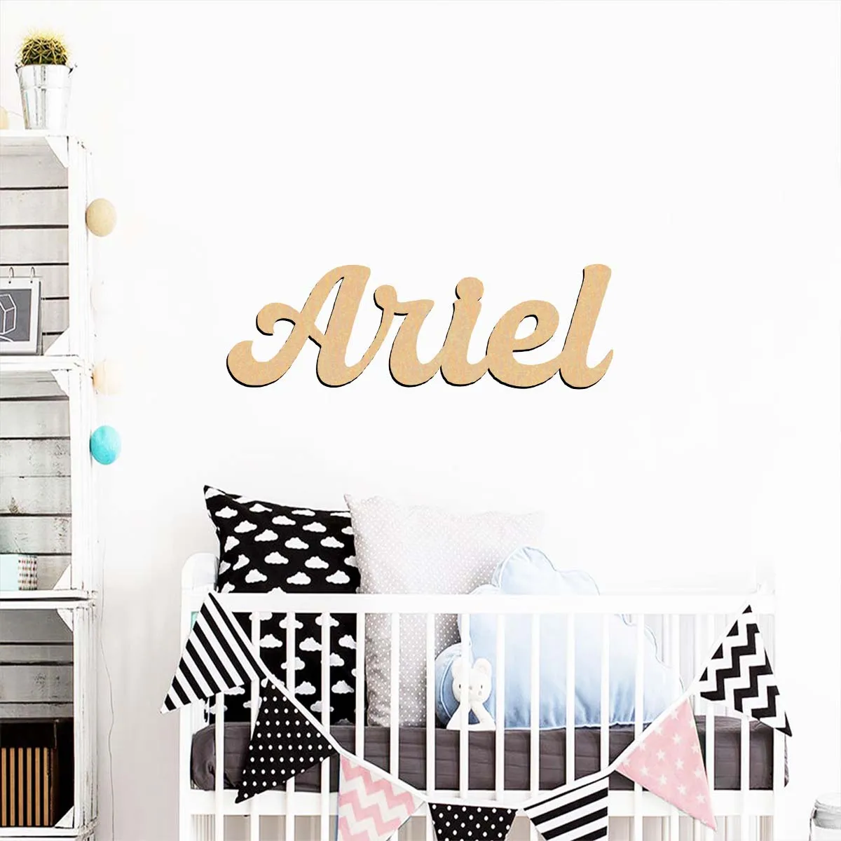 1pc Cartoon Ariel example Customized Letter Wooden Decor Wood Material Laser-Cut Sign Handcrafted with Elegant Cursive Lettering