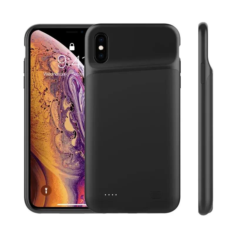 For IPhone XS Max Power Bank Case External Pack Backup Charger Case 4000mAh Slim Silicone Shockproof Battery Charger Cases