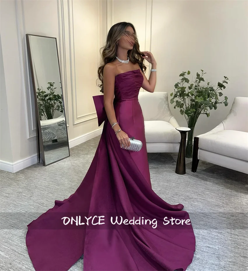 高級パープルトルコイブニングドレス 2025 弓誕生日パーティー Vestidos ロングウエディングドレスウェディングパーティードレスカスタマイズ
