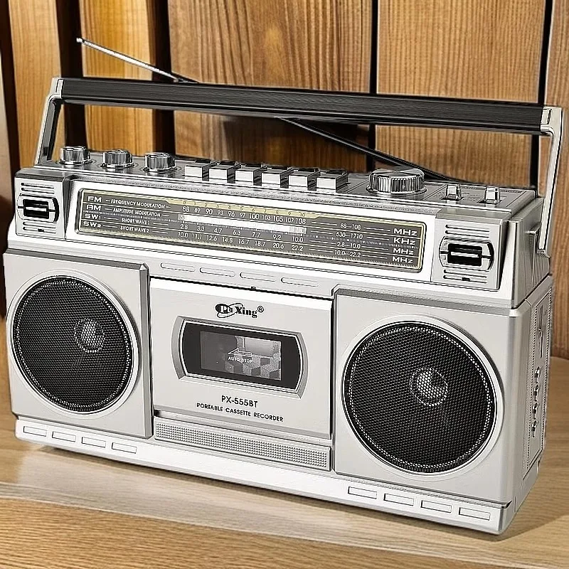

Retro nostalgic tape recorder cassette player radio bluetooth card speaker charging outdoor stereo