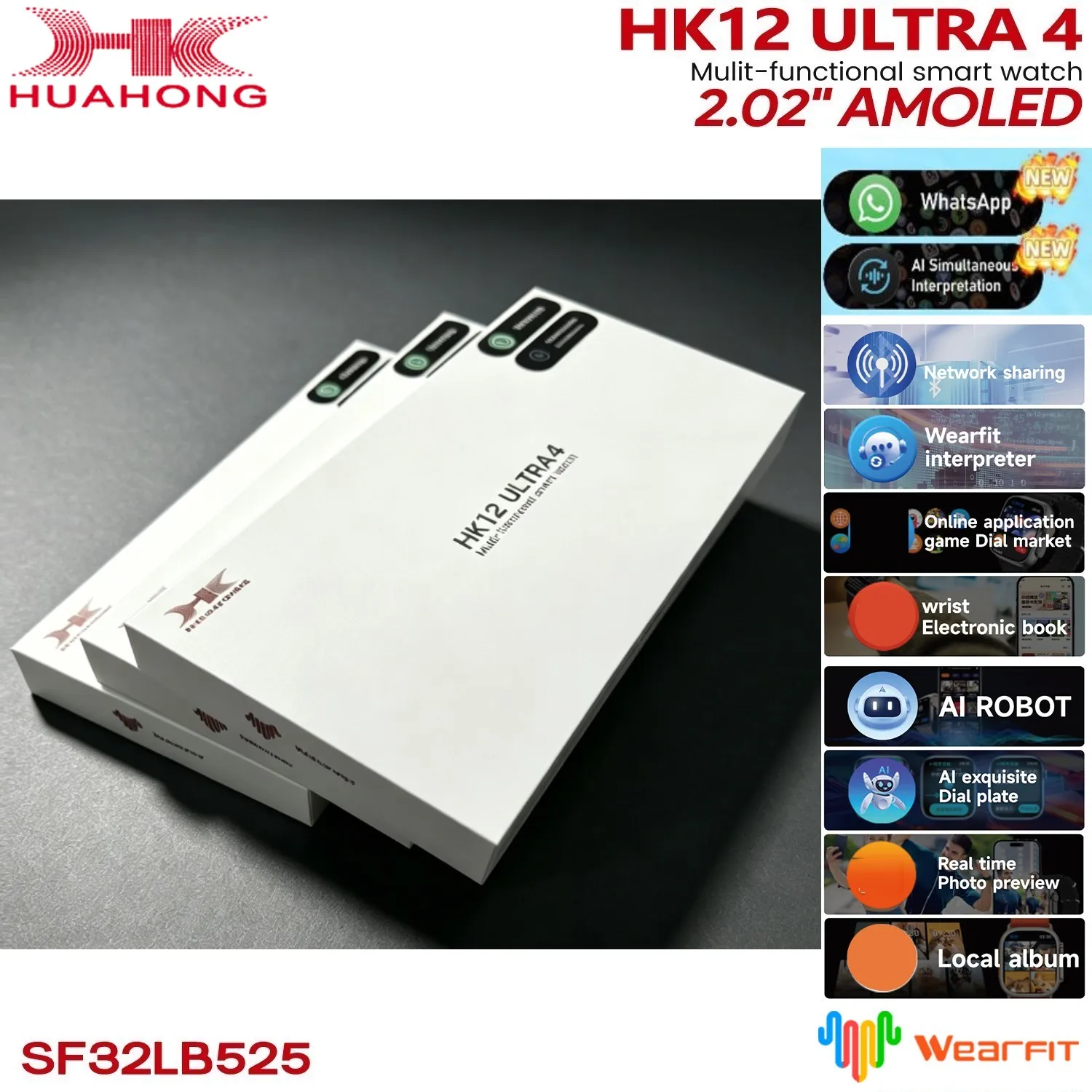 Factory Directly HK TWELVE Ultra 4 Smart Wrist Watch With Amoled Screen IP68 Waterproof  WhatsApp Replies Upgarded HK11 Ultra3