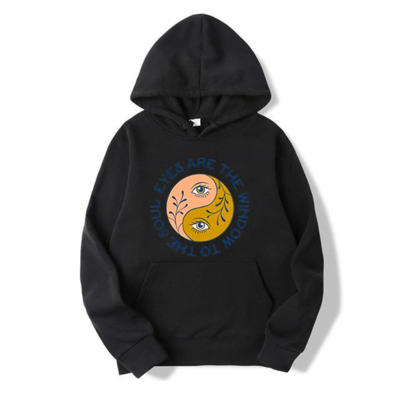 Women's Eyes Are The Window to the Soul Graphic Hoodie, Vintage Hooded Sweatshirts, Hip Hop Pullover, Trendy Aesthetic Tops