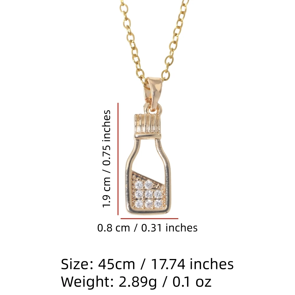 Bottle Shape Pendant Necklace for Women Golden Stainless Steel Clavicle Chain Elegant Wedding Party Jewelry Accessories