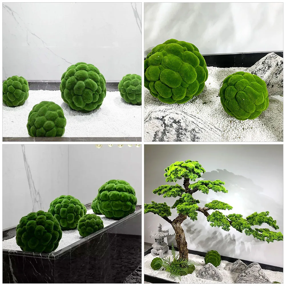 

2 Pcs Artificial Simulated Moss Ball Decoration Mother Decorations for Plants Plastic