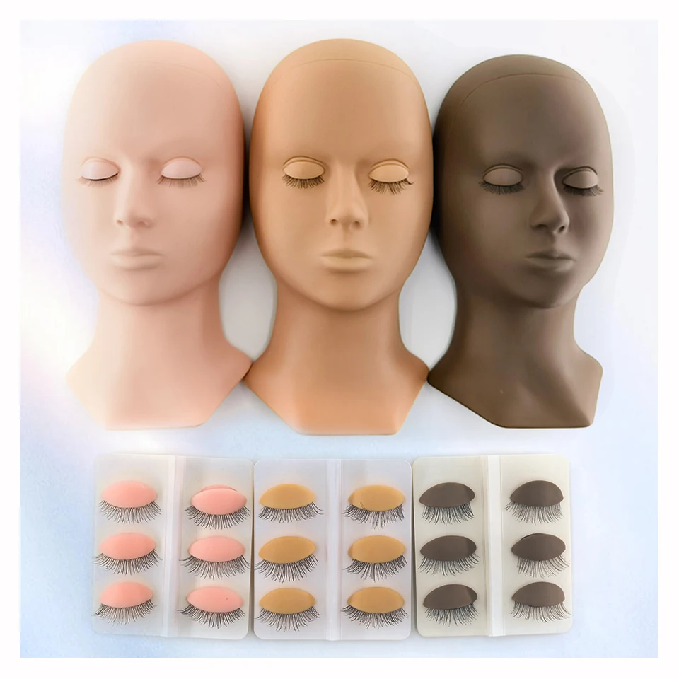 Siliconen Wimperverlenging Oefening Hoofd Training Mannequin Pop Gezicht Beginner Training Set Make-Up Model Wimper Extensie Tools