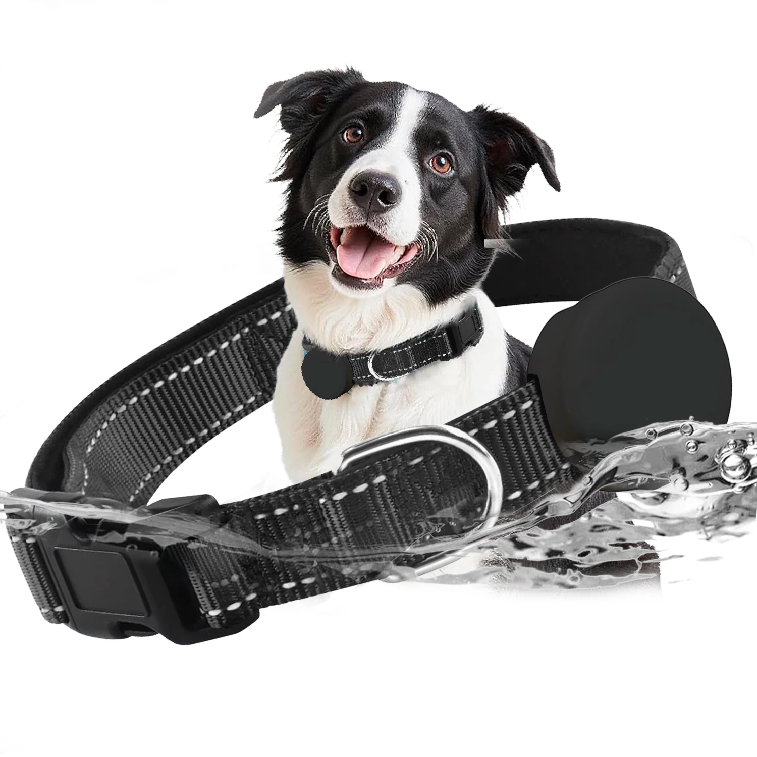 

Ошейник для домашних животных AirTag с чехлом-держателем AirTag для маленьких больших собак, светоотражающая мягкая подкладка и защитный регулируемый ошейник для собак AirTag