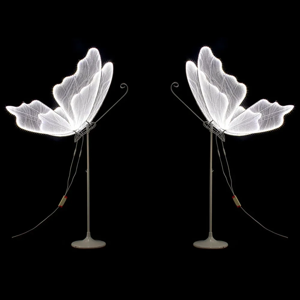 2 stks 60 cm Led Vlinder Lichten Bruiloft Achtergrond Decoratieve Rekwisieten Lichtgevende Vlinder Weggids Verlichting Vlinder voor Party