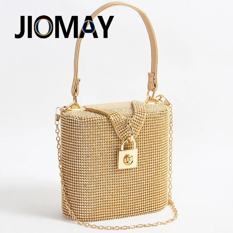 JIOMAY Golden High-capacity Tote Bag Set With Diamonds Designer Luxury Bag Leisure Time Shoulder Bag Messenger Bag Purse Handbag