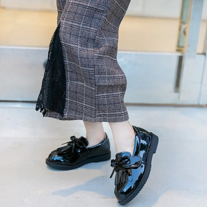 موضة شرابة الاطفال أحذية الأميرة للفتيات الصغيرات فستان براءات الاختراع والجلود 2024 الأطفال أحذية المدارس 3 4 5 7 8 9 10 11 12 15 سنة #3