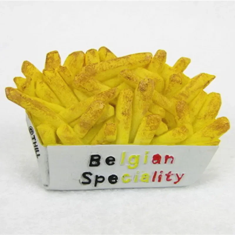 Belgium Specialty Snacks French Fries Chips 3D Fridge Magnet World Souvenirs Refrigerator Magnetic Sticker