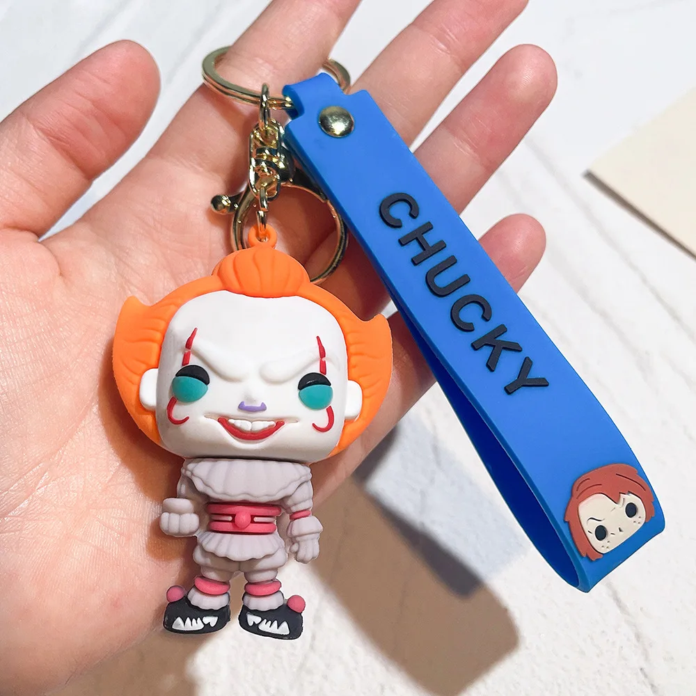 Horror Movie Cartoon Character Keychain, Chucky Pennywise, Halloween Party Gift Backpack Decor Keyring view 6