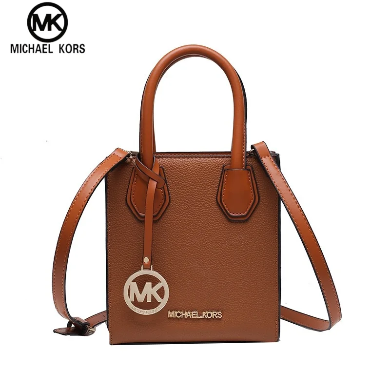 2026 New Michael Kors Women's Fashion One Shoulder Handbag MK Cross Shoulder Vertical Small Square Bag Classic Letter Bag