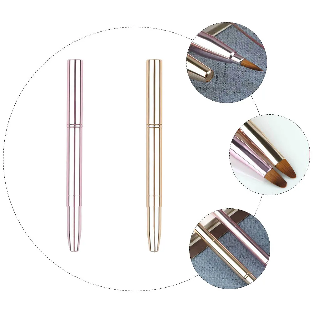 2pcs Lip Brush Makeup Tools Double-Ended Lipstick Applicator Compact Portable Brush For Beauty Salon Home Use Makeup