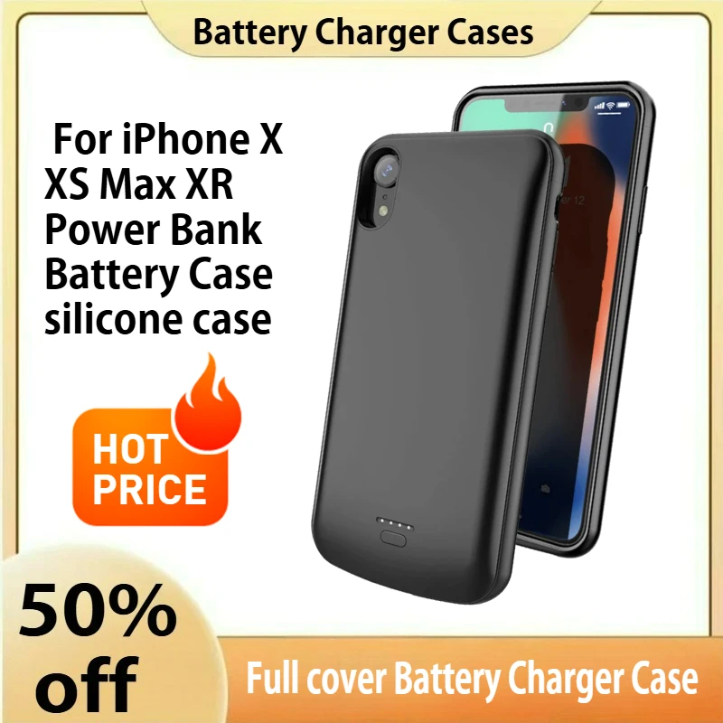 

Full cover Battery Charger Case For iPhone X XS Max XR Power Bank Battery Case silicone case