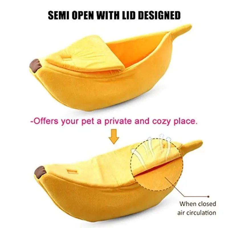 Banana Cat Bed House Funny Cute Cozy Cat Nest Mat Beds Warm Durable Portable Pet Basket Kennel Dog Winter Cushion Cat Supplies