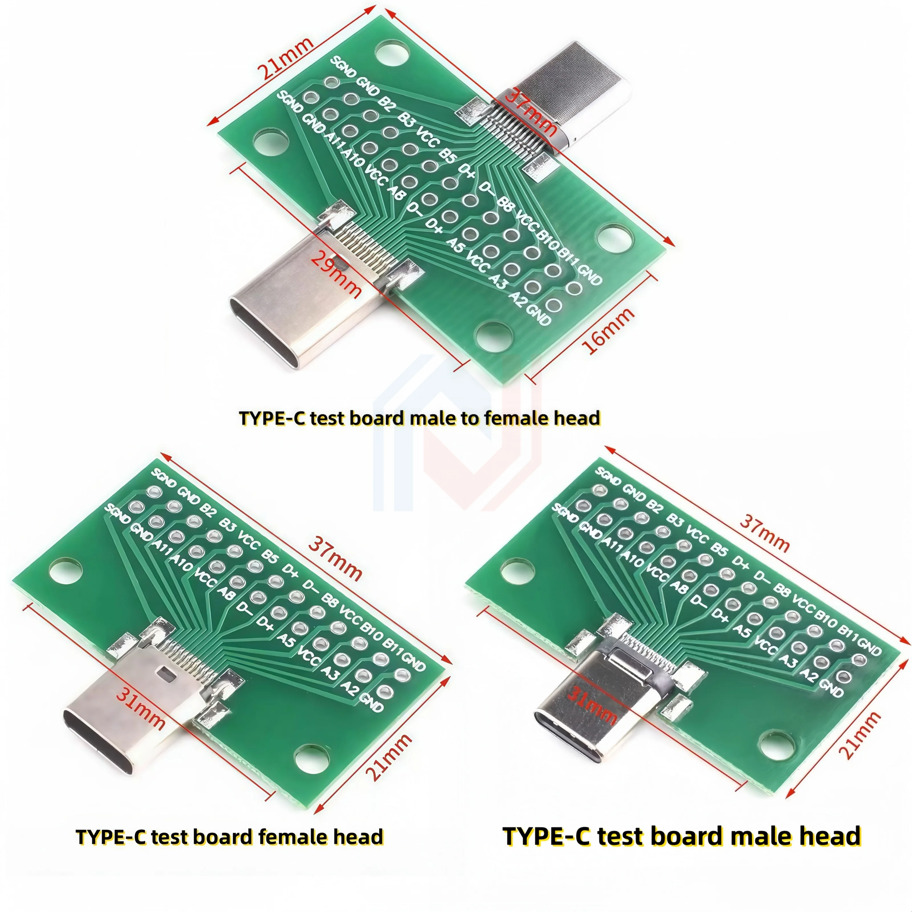 1Pcs Type-C Male to Female USB 3.1 Test PCB Board Adapter Type C 24P 2.54mm Connector Socket For Data Line Wire Cable Transfer