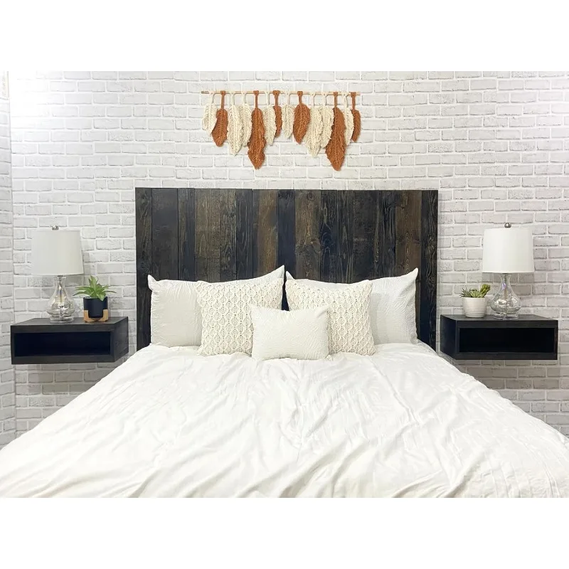 Solid Wood King Size Headboard, Black Barrel Stain with Smooth Natural Wood Grain Variation, Handcrafted Head Board