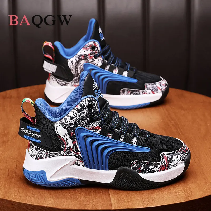 Children Winter Thick Shoes Boys Keep Warm High-Top Leather Casual Shoes Fashion Soft Outdoor Basketball Running Shoe Size 32-38